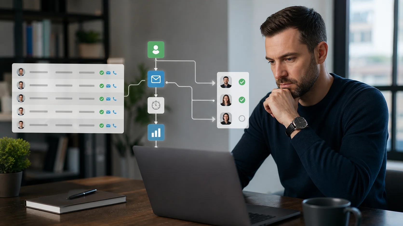 Sales operator reviewing an automated local lead generation workflow