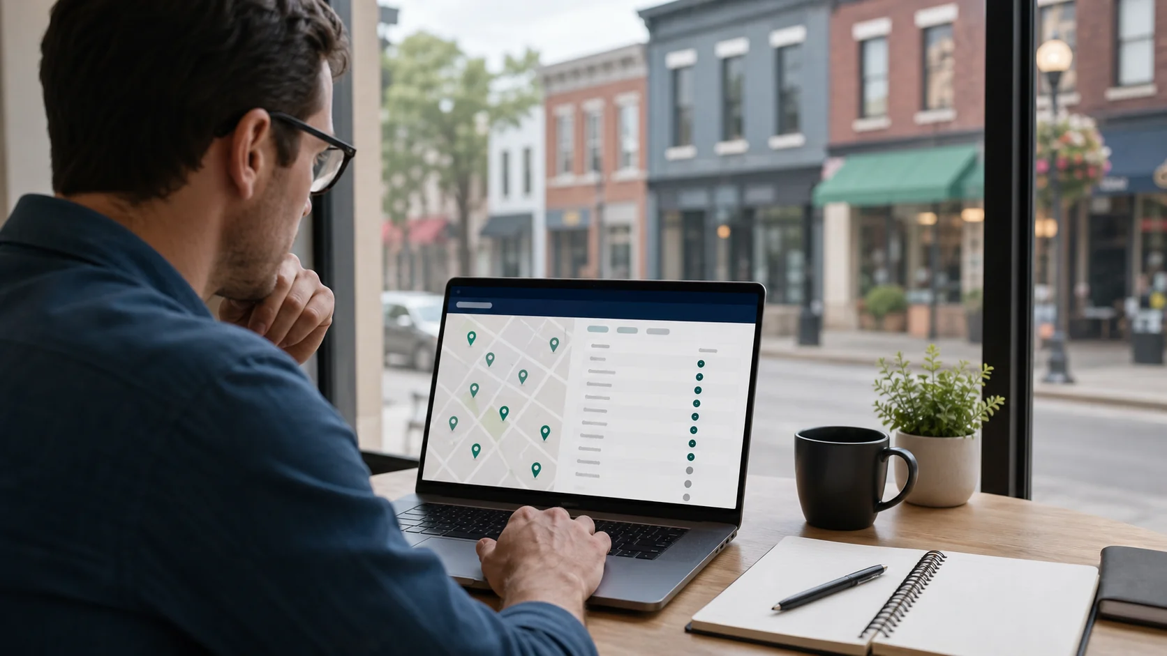 Web design consultant finding local businesses without visible website coverage