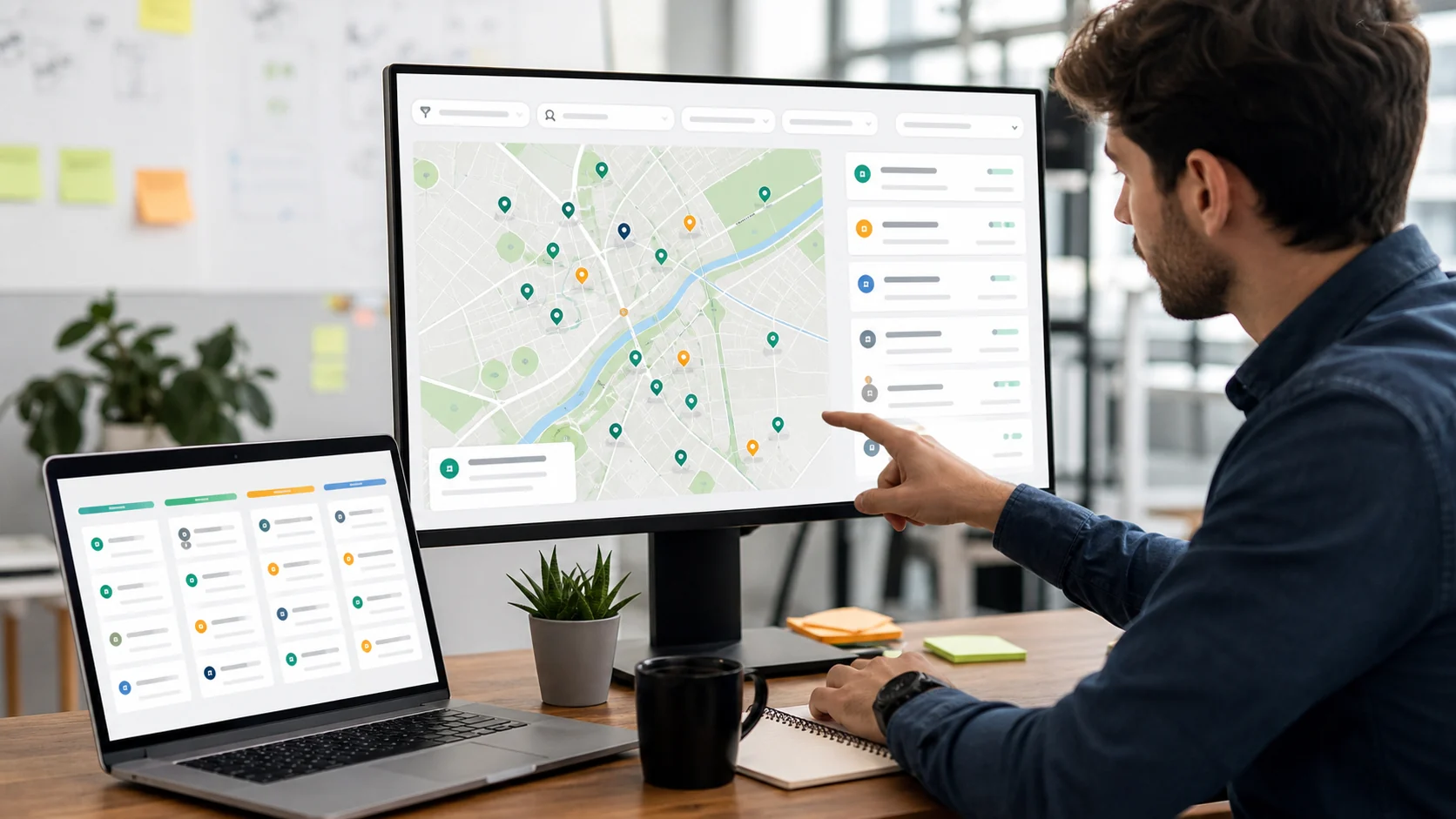 Agency strategist planning local lead generation from map-based business data
