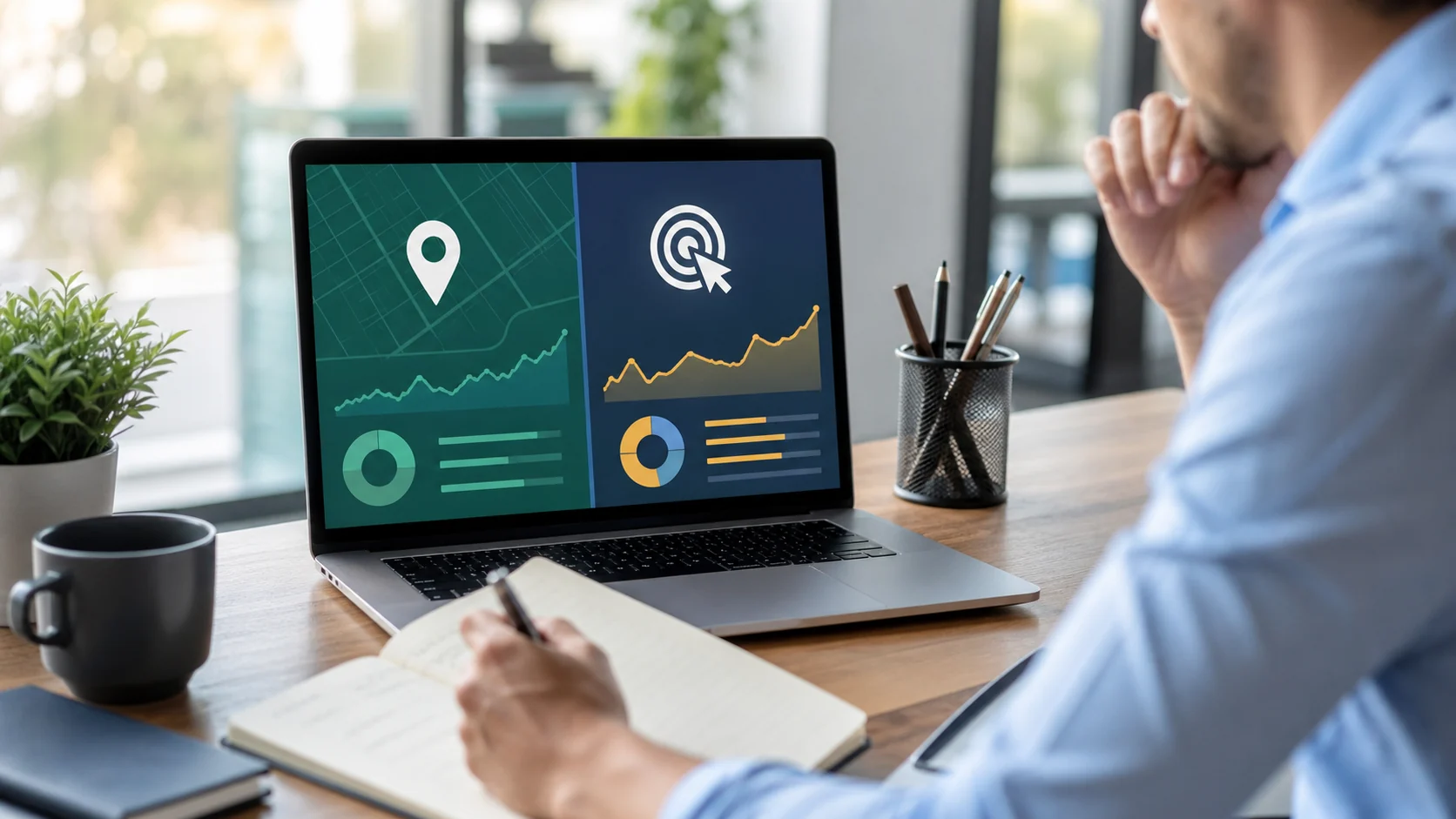 Marketer comparing local SEO and paid advertising lead generation signals