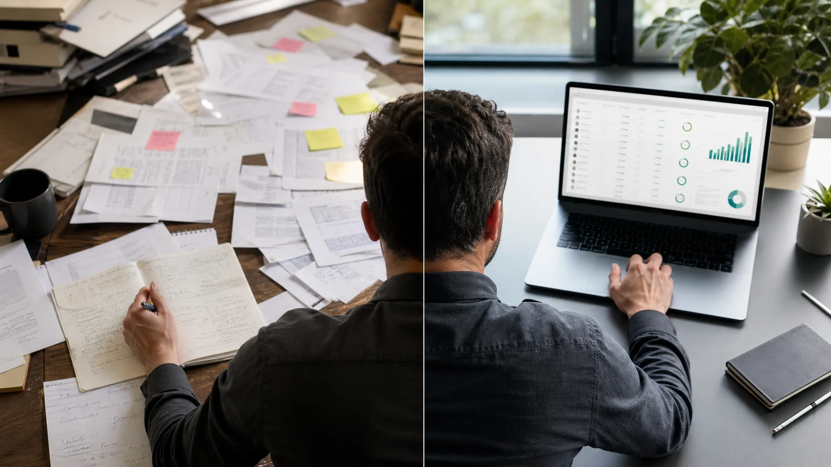 Sales operator comparing manual prospecting with automated lead generation